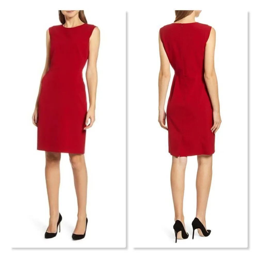 NEW! Anne Klein Sabre Stretch Cap Sleeve Sheath Dress size 8 in Red